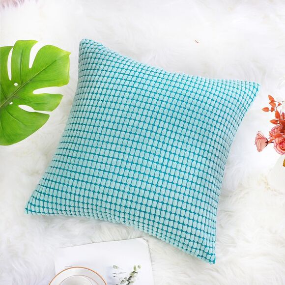 Soft Corduroy Throw Pillow Cover Sofa Cushion Cover 20" x 20" Pale Blue - Picture 3 of 6